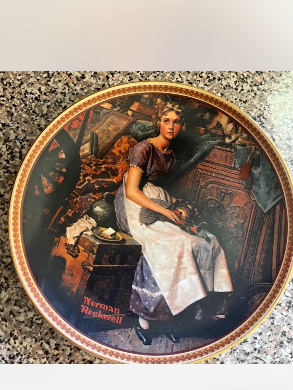 Knowles Norman Rockwell Decorative Plate - Brown & Cream